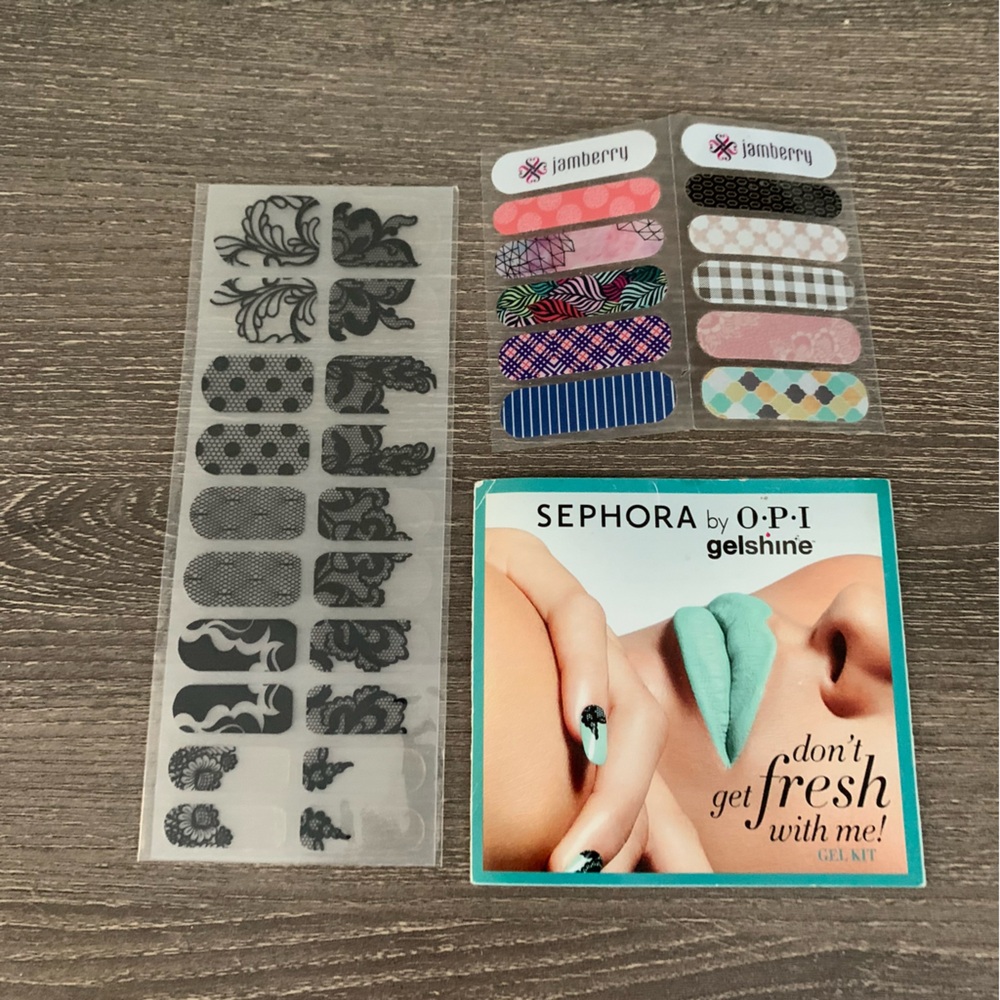 Sephora by OPI Gelshine Black Lace Nail Appliqués Wraps Decals Jamberry